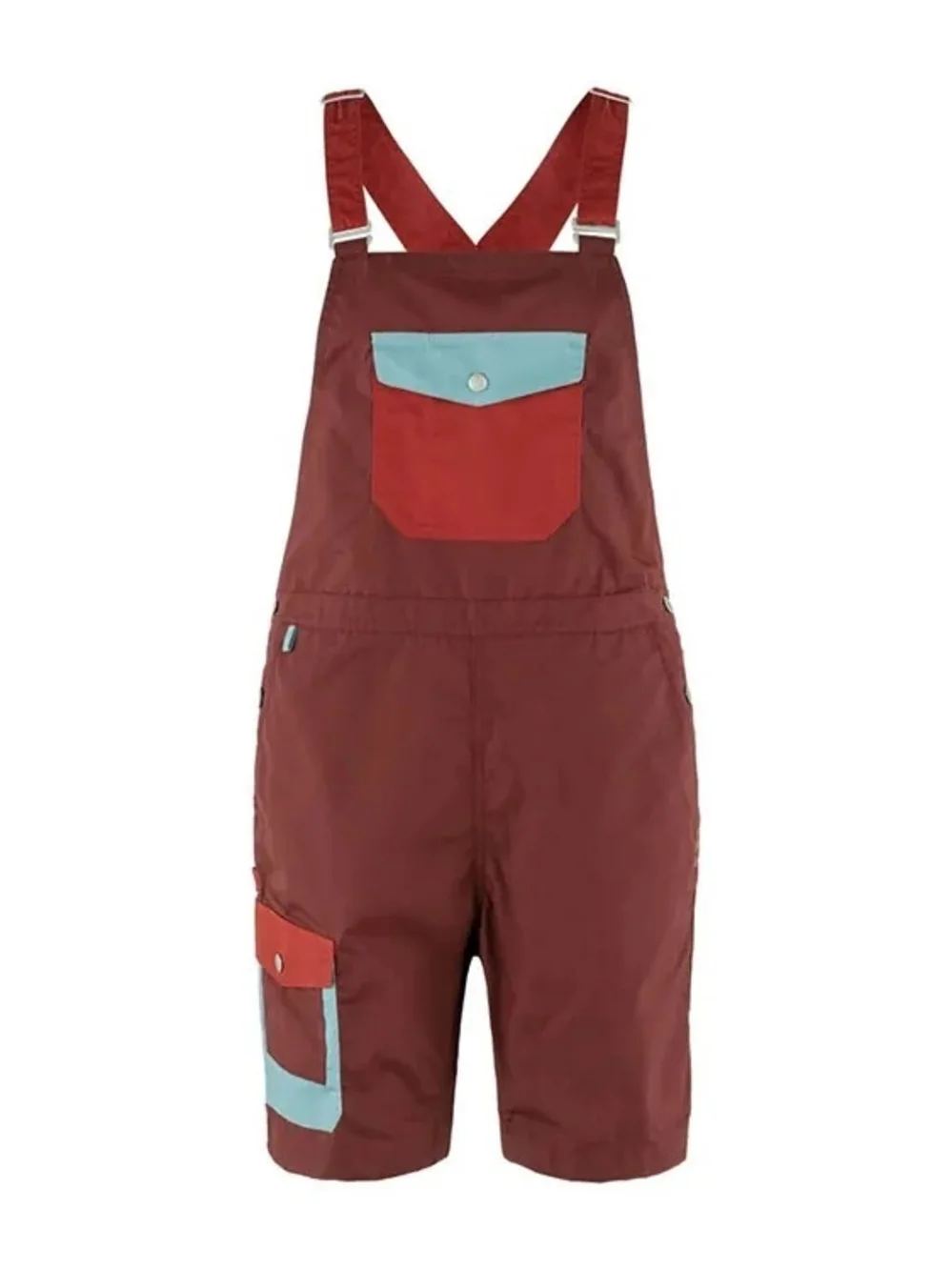 Fjallraven Samlaren Dungaree Short Overalls with Light Blue and Red Accents - Picture 1 of 3